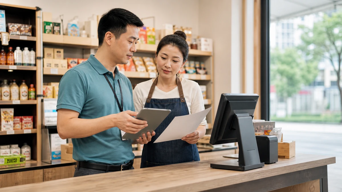 POS机代理在门店与商户核对7天30天90天回访清单